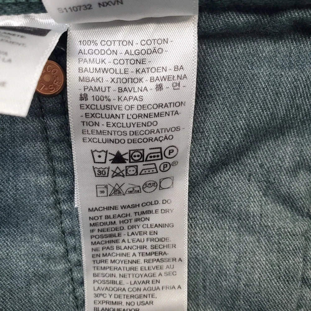 Levi's Straight Jeans Mens 36x30 Green Relaxed Fit Through The Thigh Button Fly